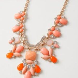 Lee  Lee Angel Neiman Marcus Peach Tangerine Crystal Statement Necklace NWT 120